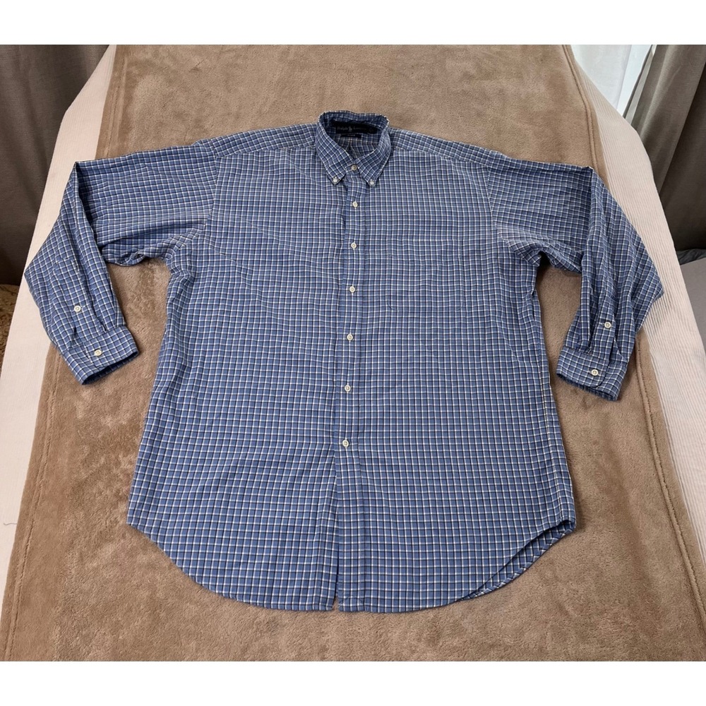 Vintage Ralph Lauren Blake Shirt Men's L Blue Plaid Button Down Shirt L/S EUC